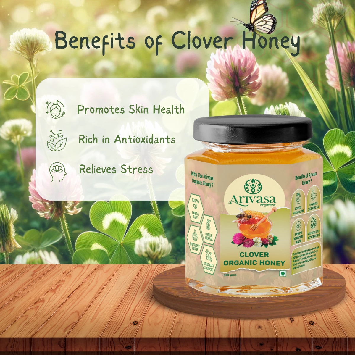 Clover Organic Honey | Pure, Natural & Lab Tested