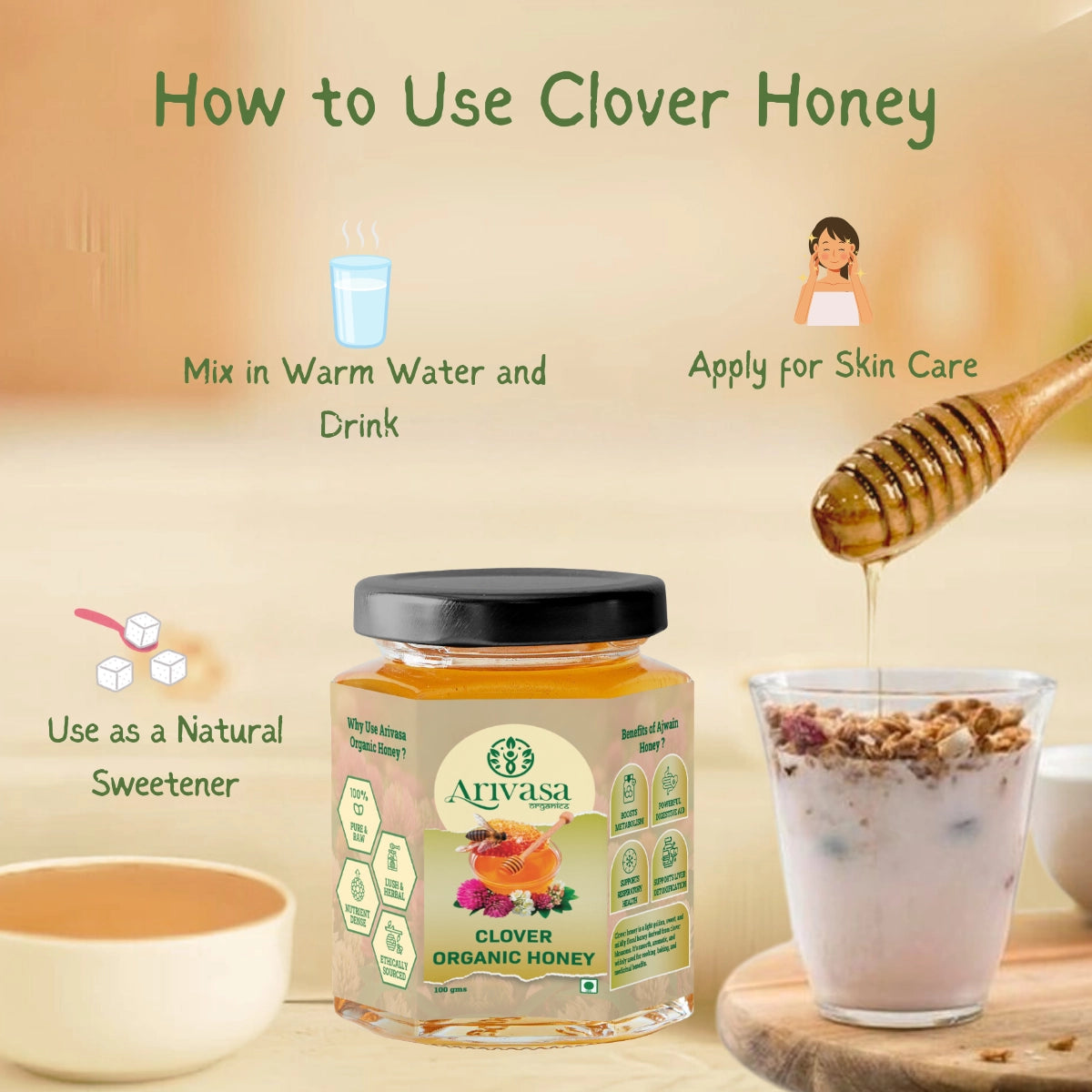 Clover Organic Honey | Pure, Natural & Lab Tested
