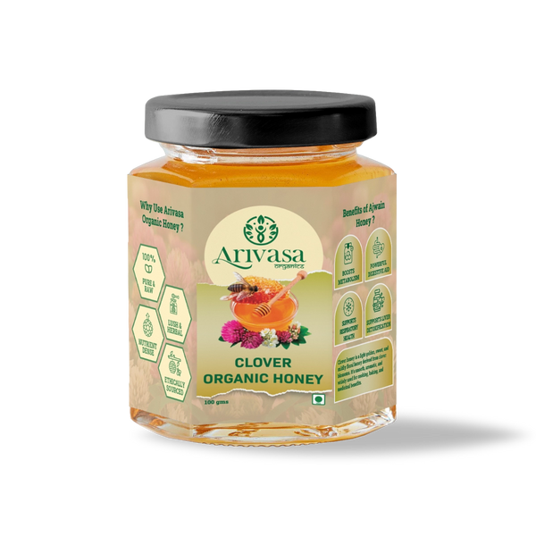 Clover Organic Honey | Pure, Natural & Lab Tested – 100 gms
