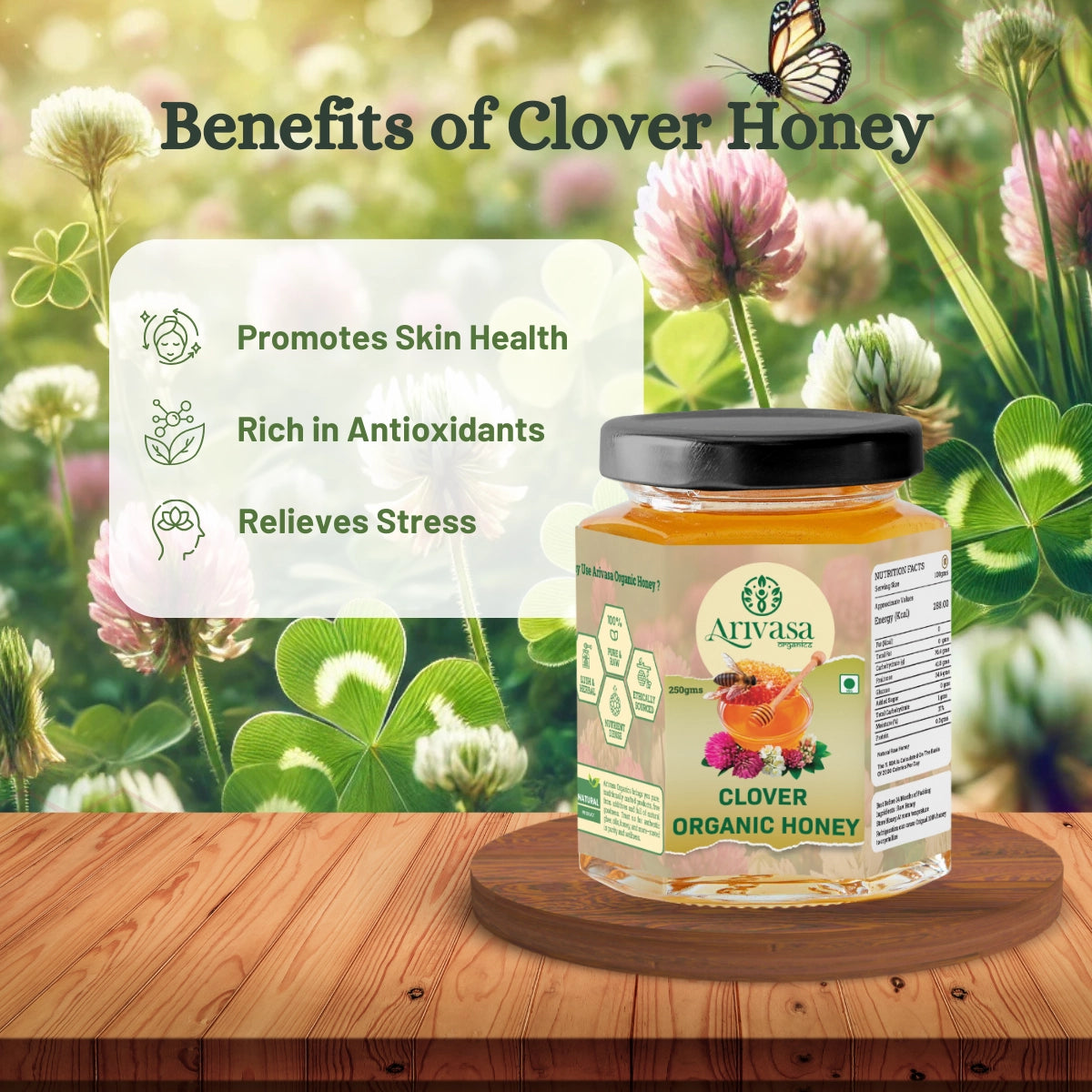 Clover Organic Honey | Pure, Natural & Lab Tested