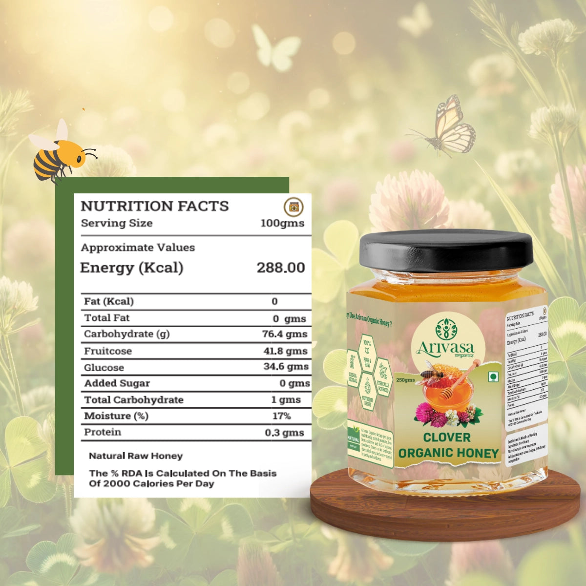 Clover Organic Honey | Pure, Natural & Lab Tested