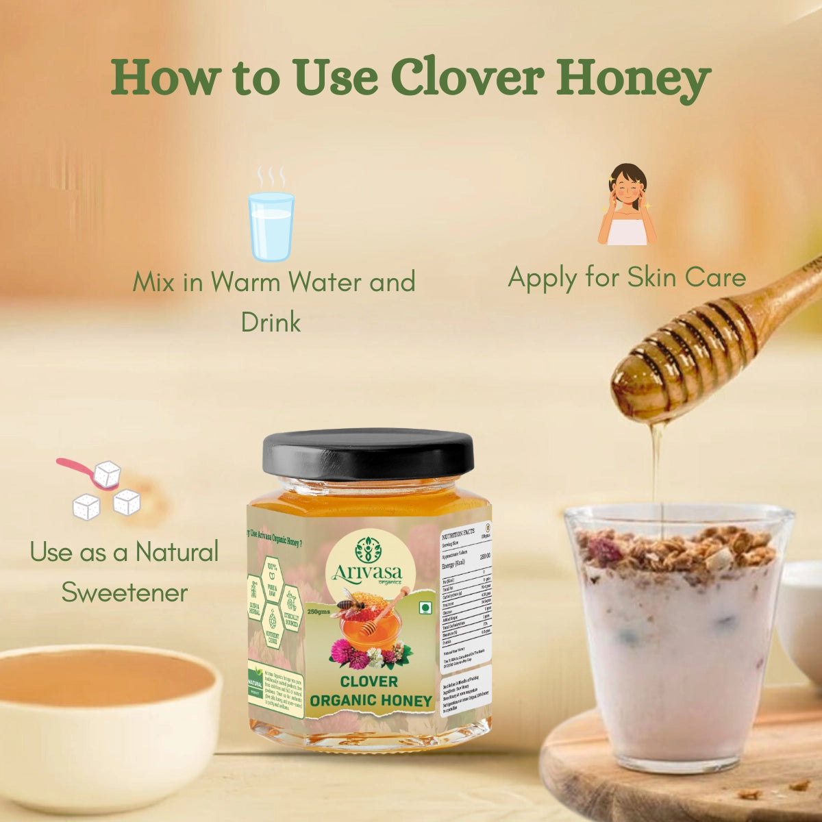 Clover Organic Honey | Pure, Natural & Lab Tested