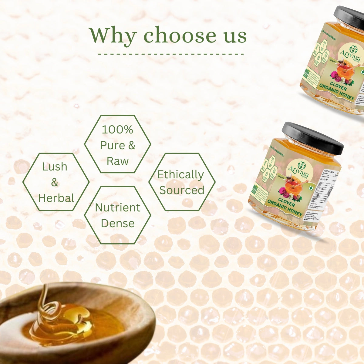 Clover Organic Honey | Pure, Natural & Lab Tested