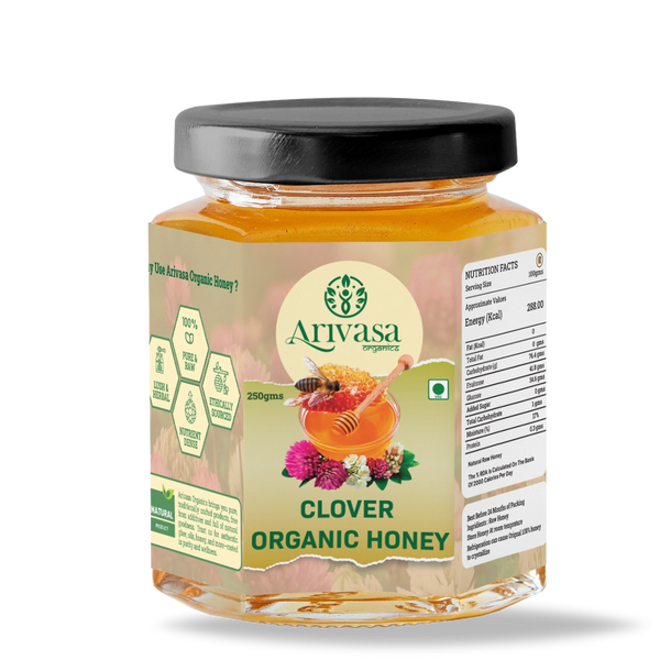 Clover Organic Honey | Pure, Natural & Lab Tested – 250 gms