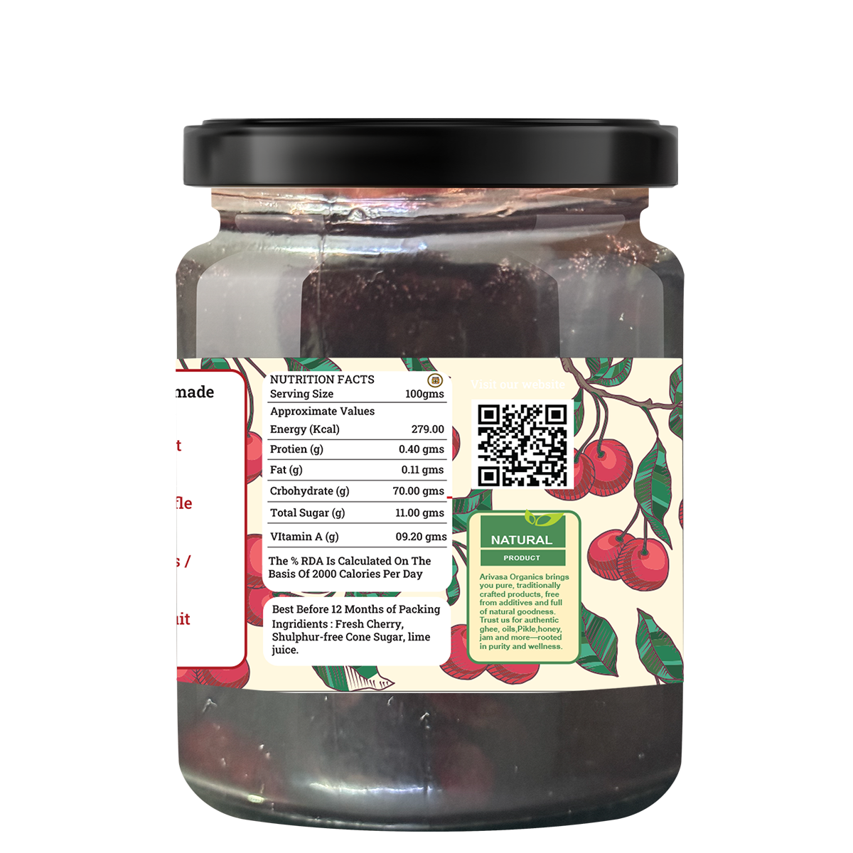 Handmade Cherry Jam | Fresh Himachali Cherries, Women-Crafted