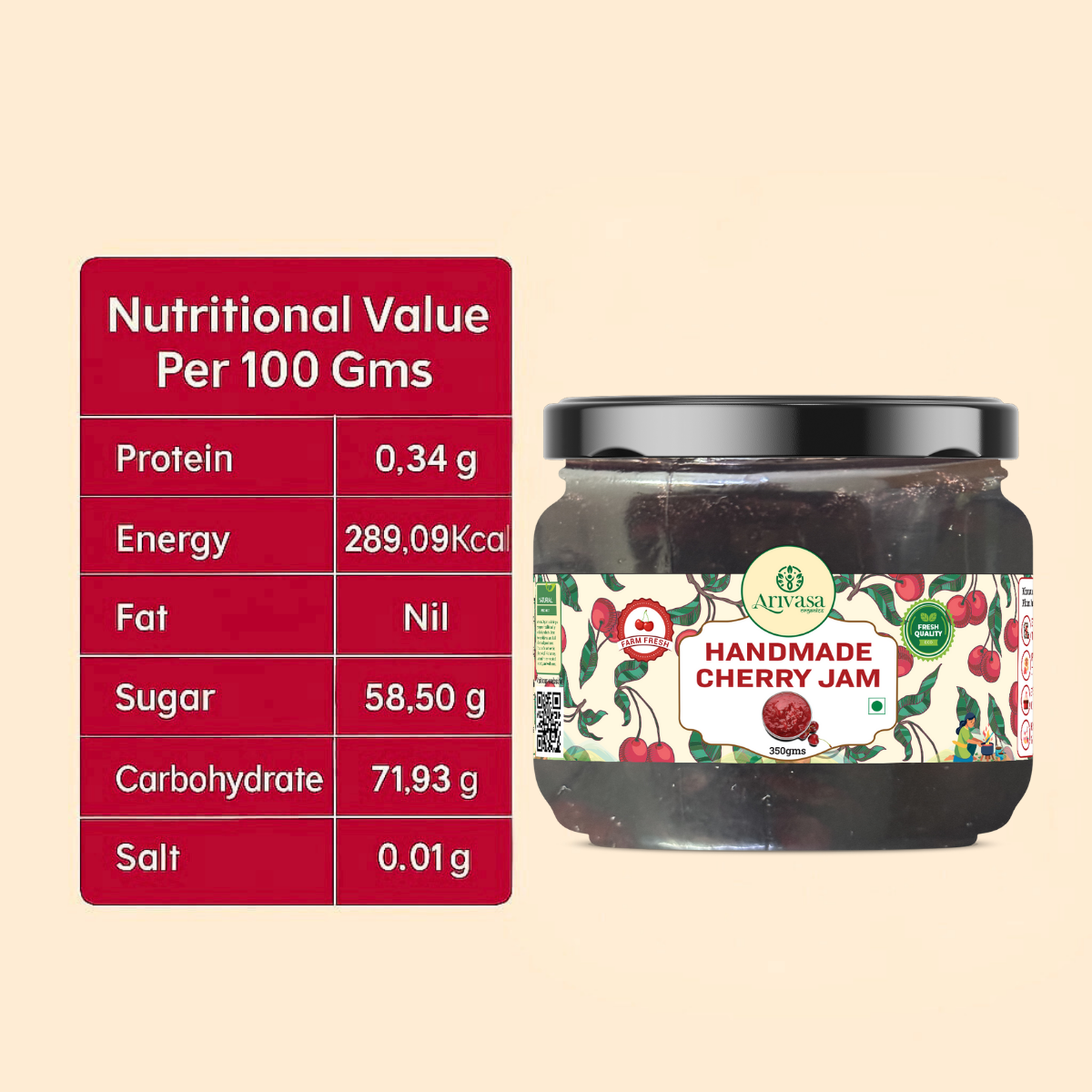 Handmade Cherry Jam | Fresh Himachali Cherries, Women-Crafted