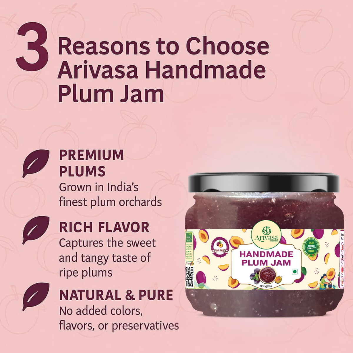 Handmade Plum Jam | Fresh Himachali Plums, Women-Crafted