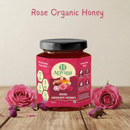 Organic Honey of Rose | Pure, Natural & Lab - Tested with NMR - Arivasa Organics - 100 gms - 