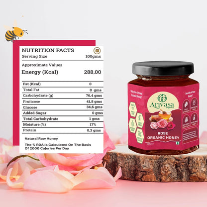 Organic Honey of Rose | Pure, Natural & Lab - Tested with NMR - Arivasa Organics - 100 gms - 