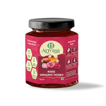 Organic Honey of Rose | Pure, Natural & Lab - Tested with NMR - Arivasa Organics - 100 gms - 