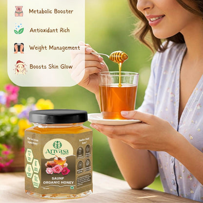 Saunf Organic Honey | Pure, Aromatic & NMR Lab - Tested - Arivasa Organics - 100 gms - 