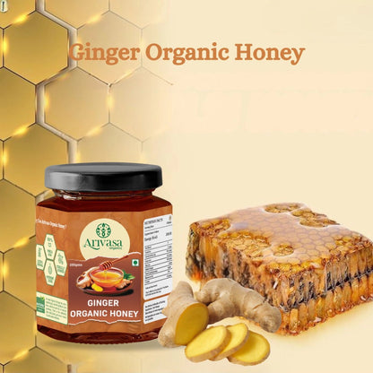 Organic Ginger Honey | Pure, Natural & NMR Lab - Tested - Arivasa Organics - 250 gms - 