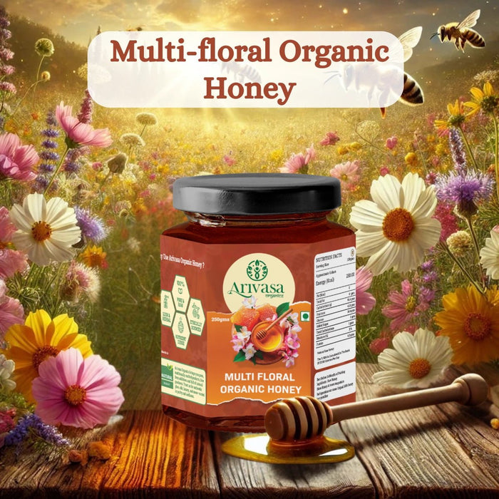 Organic Multi Floral Honey | Pure, Natural &  Lab-Tested – 250 gms (hover)