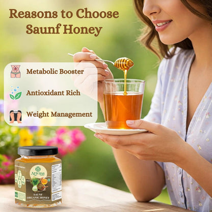 Saunf Organic Honey | Pure, Aromatic & NMR Lab - Tested - Arivasa Organics - 250 gms - 