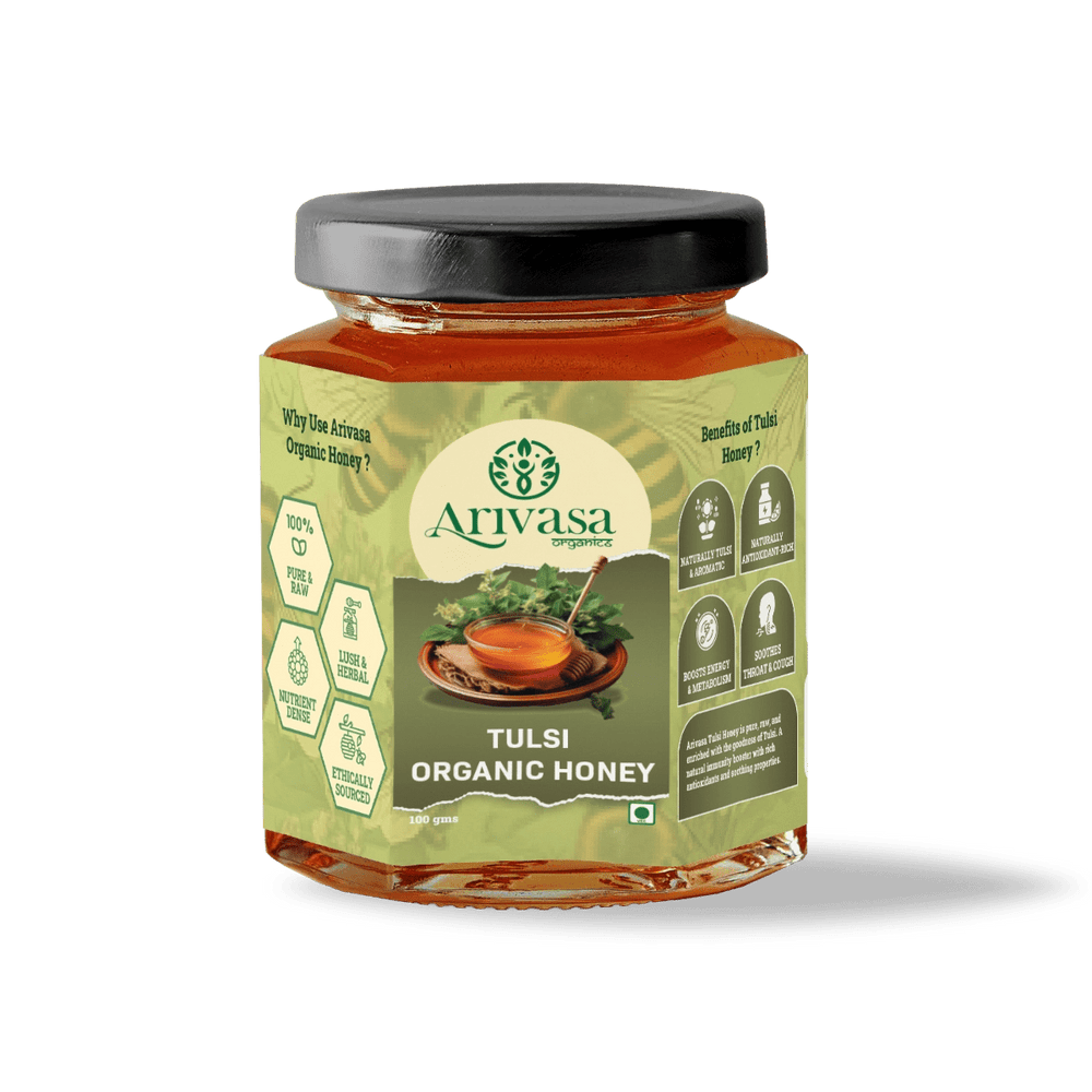 Tulsi Organic Honey | Pure, Floral & NMR Lab - Tested - Arivasa Organics - 250 gms - 