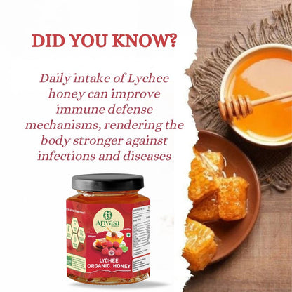 Lychee Organic Honey | Fruity, Pure & NMR Tested - Arivasa Organics - 250 gms - 
