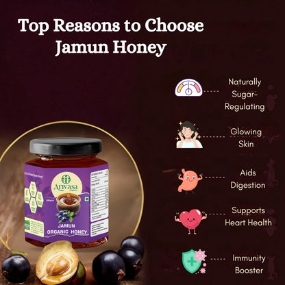 Jamun Organic Honey | Pure, Natural & NMR Lab - Tested - Arivasa Organics - 250 gms - 