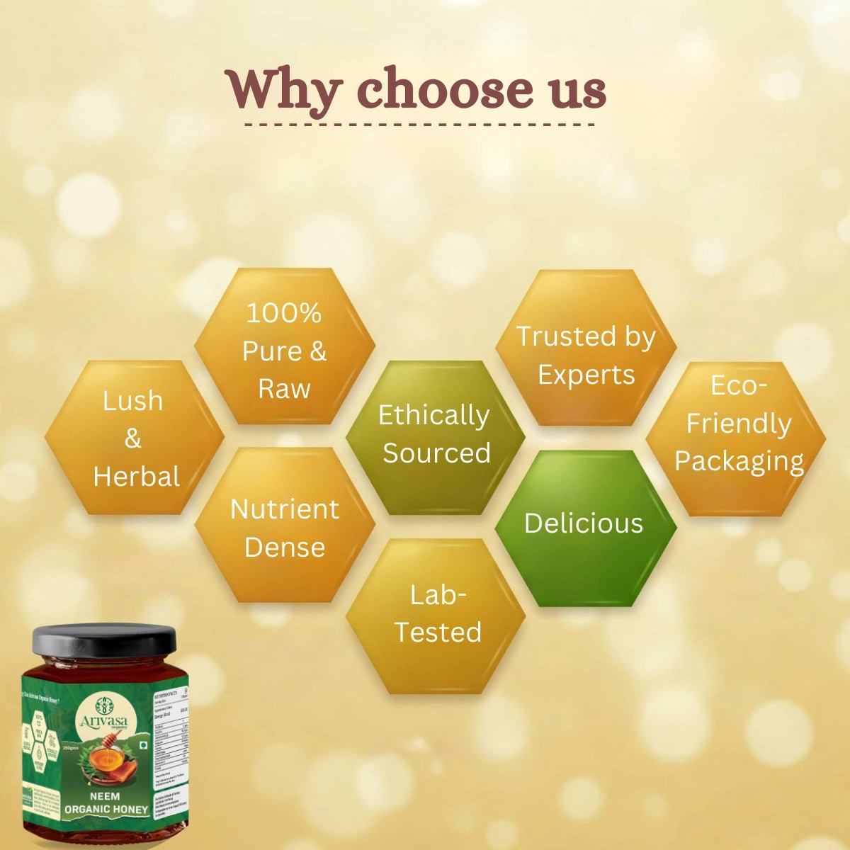 Neem Organic Honey | Pure, All - Natural & Lab - Tested by NMR - Arivasa Organics - 250 gms - 