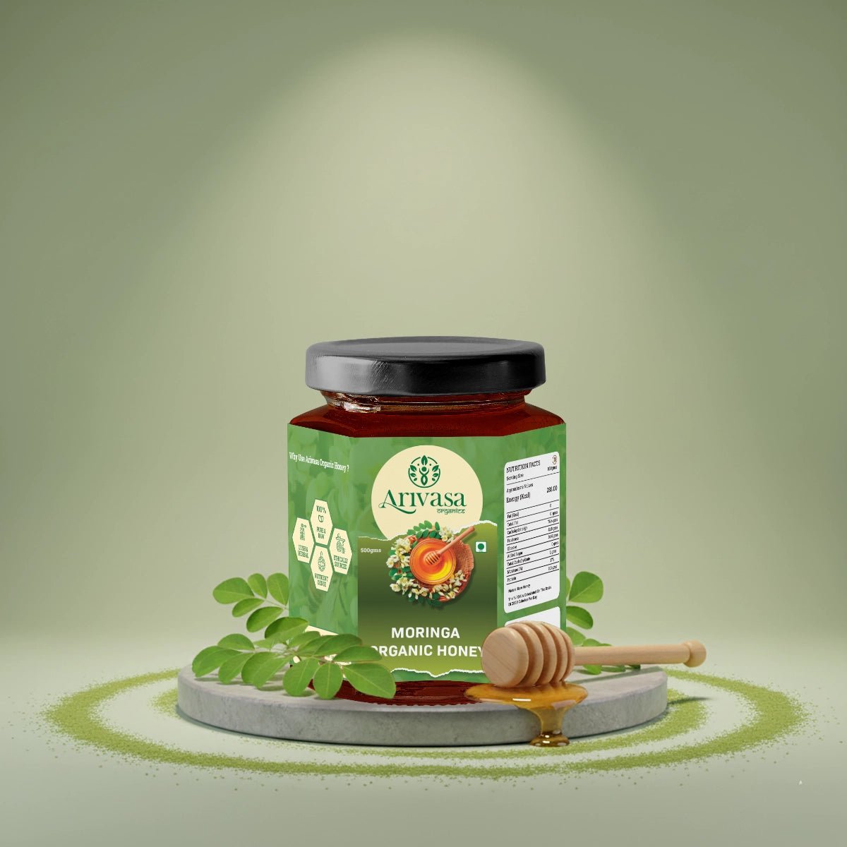 Moringa organic honey | Pure, natural & lab - tested - Arivasa Organics - 250 gms - 