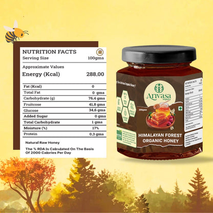 Organic Himalayan Forest Honey | Pure, Natural & NMR Lab - Tested - Arivasa Organics - 250 gms - 