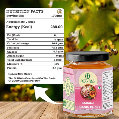 Karanj Organic Honey | Pure, Natarual & NMR Lab - Tested - Arivasa Organics - 250 gms - 