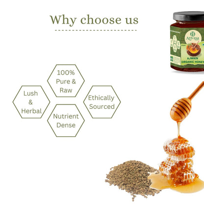 Ajwain Organic Honey | Natural, Pure & NMR Lab - Tested - Arivasa Organics - 250 gms - 