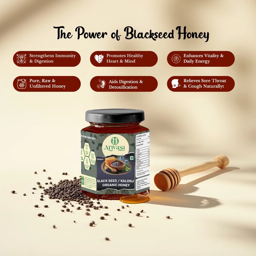 Arivasa Organics Blackseed/ Kalonji Honey | Pure, Raw & Unique - Arivasa Organics - 250 gms - 