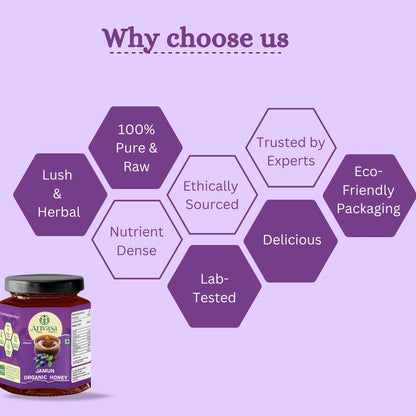 Jamun Organic Honey | Pure, Natural & NMR Lab - Tested - Arivasa Organics - 250 gms - 
