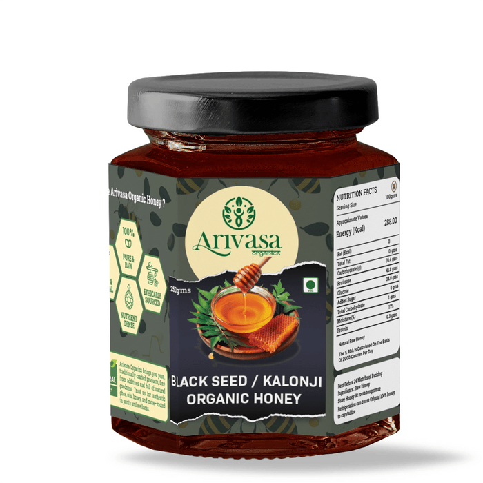 Arivasa Organics Blackseed/ Kalonji Honey | Pure, Raw & Unique – 250 gms