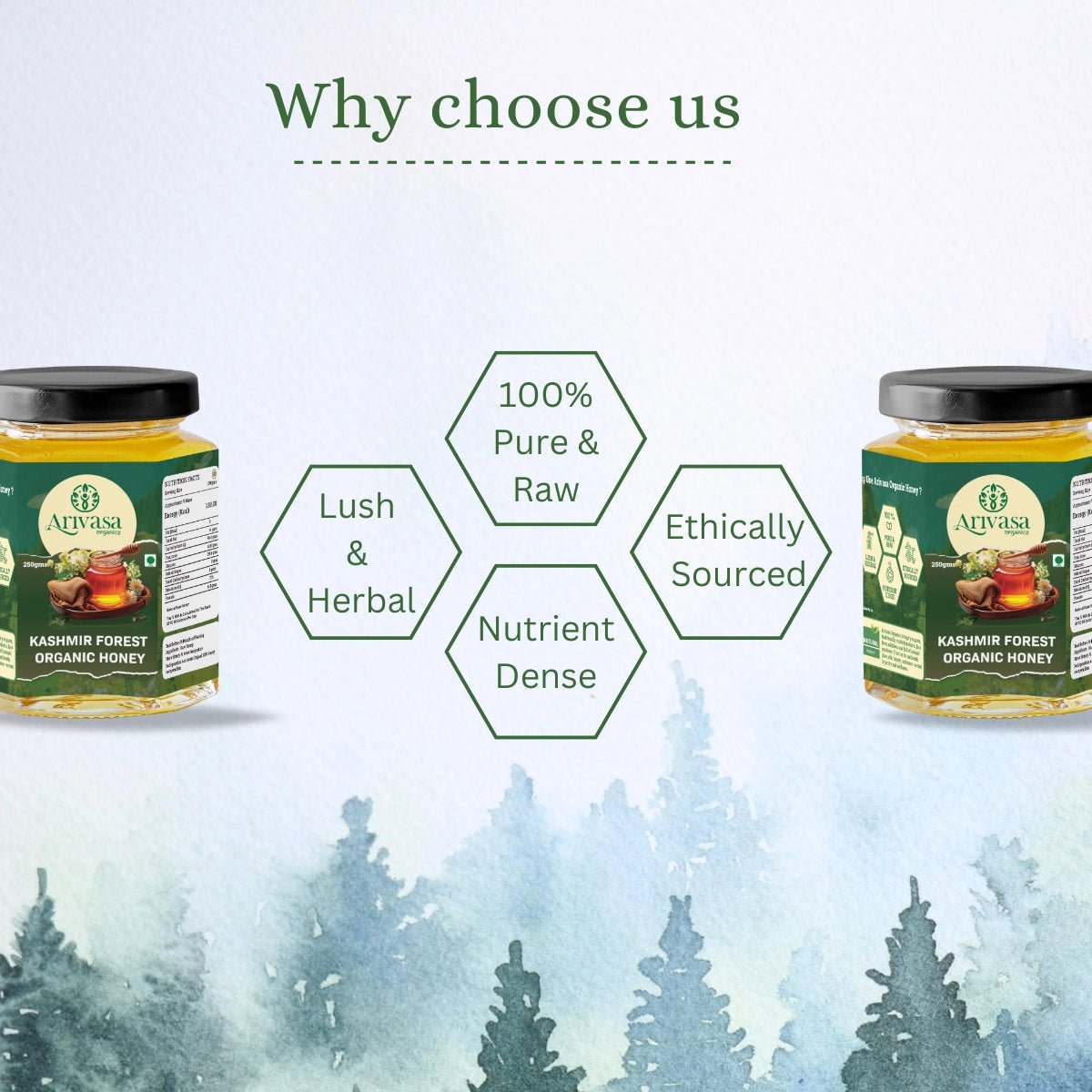 Organic Kashmir Forest Honey | Pure & NMR Lab - Tested - Arivasa Organics - 250 gms - 