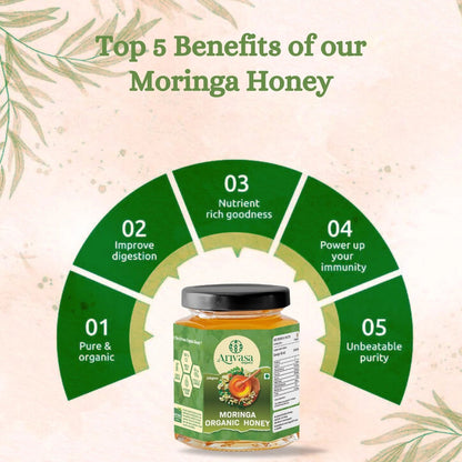 Moringa organic honey | Pure, natural & NMR lab - tested - Arivasa Organics - 250 gms - 
