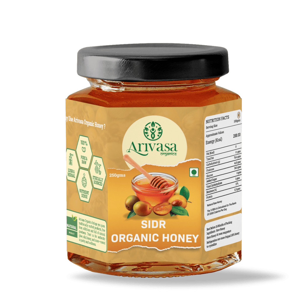 Sidr Organic Honey | Natural, Pure & NMR Lab - Tested - Arivasa Organics - 250 gms - 