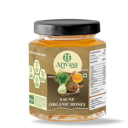 Saunf Organic Honey | Pure, Aromatic & NMR Lab - Tested - Arivasa Organics - 250 gms - 