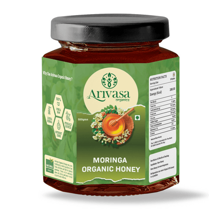 Moringa organic honey | Pure, natural & lab - tested - Arivasa Organics - 250 gms - 