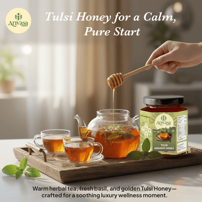 Tulsi Organic Honey | Pure, Floral & Lab - Tested - Arivasa Organics - 250 gms - 