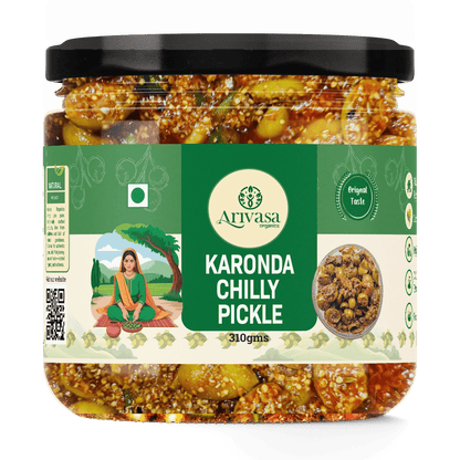 Karonda Achar | Handmade Karonda Pickle | Traditional North Indian Taste - Arivasa Organics - 310 Gms - 