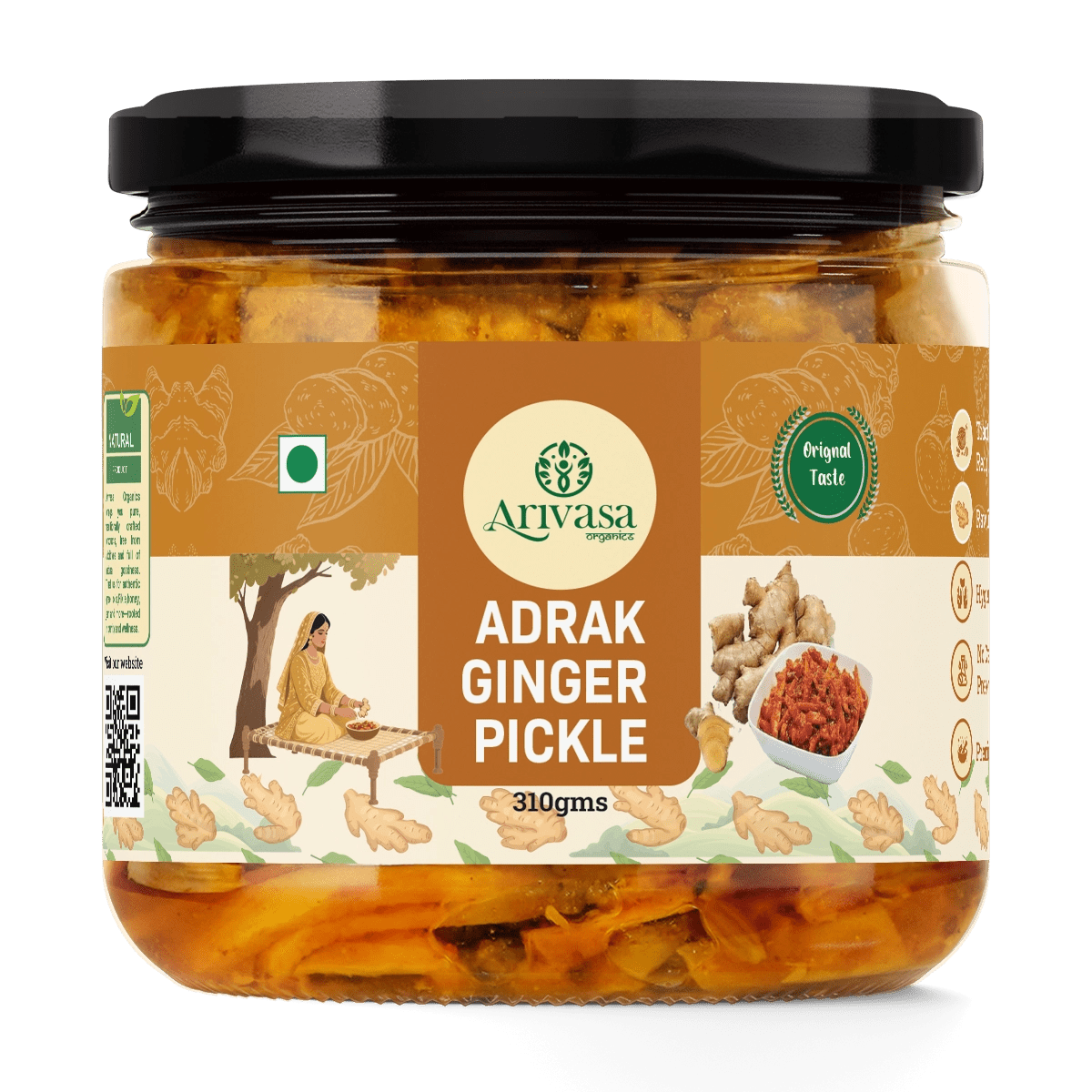 Adrak Achar | Handmade Ginger Pickle | Himachali Traditional Taste - Arivasa Organics - 310Gms - 