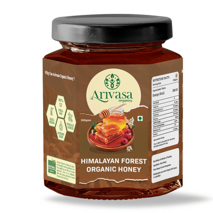 Organic Himalayan Forest Honey | Pure, Natural & Lab - Tested - Arivasa Organics - 500 gms - 