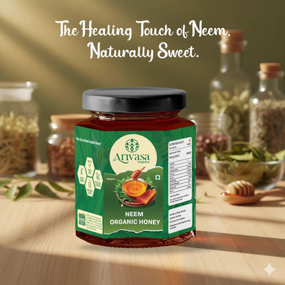 Neem Organic Honey | Pure, All - Natural & Lab - Tested - Arivasa Organics - 500 gms - 