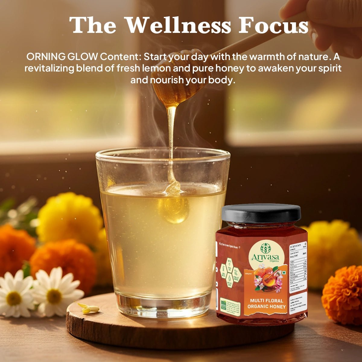 Organic Multi Floral Honey | Pure, Natural & Lab - Tested - Arivasa Organics - 500 gms - 