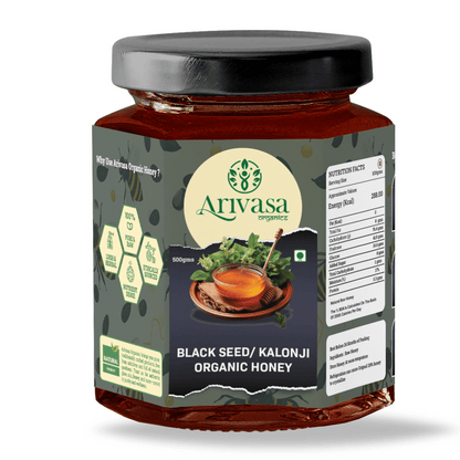 Arivasa Organics Blackseed/ Kalonji Honey | Pure, Raw & Unique - Arivasa Organics - 500 gms - 