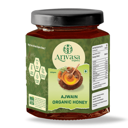 Ajwain Organic Honey | Natural, Pure & Lab - Tested - Arivasa Organics - 500 gms - 