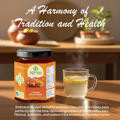 Organic Little Bee Honey | Pure, Natural & Lab - Tested - Arivasa Organics - 500 gms - 
