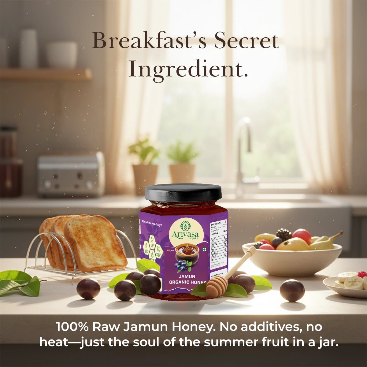 Jamun Organic Honey | Pure, Natural & Lab - Tested - Arivasa Organics - 500 gms - 