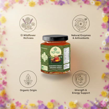 Organic Kashmir Forest Honey | Pure & Lab - Tested - Arivasa Organics - 500 gms - 