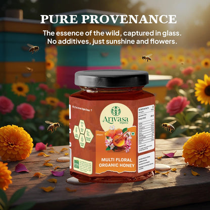 Organic Multi Floral Honey | Pure, Natural & Lab - Tested - Arivasa Organics - 500 gms - 