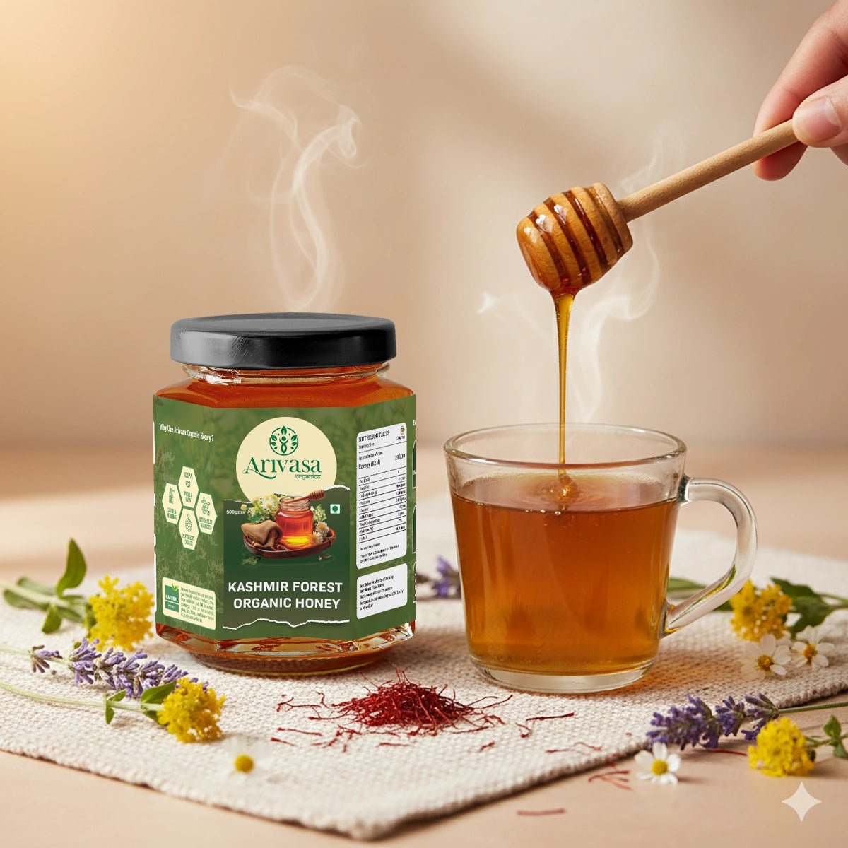 Organic Kashmir Forest Honey | Pure & Lab - Tested - Arivasa Organics - 500 gms - 