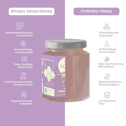 Jamun Organic Honey | Pure, Natural & Lab - Tested - Arivasa Organics - 500 gms - 