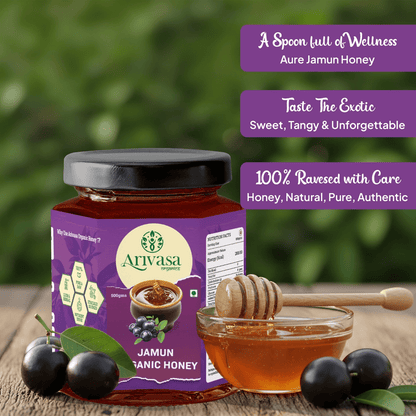 Jamun Organic Honey | Pure, Natural & Lab - Tested - Arivasa Organics - 500 gms - 