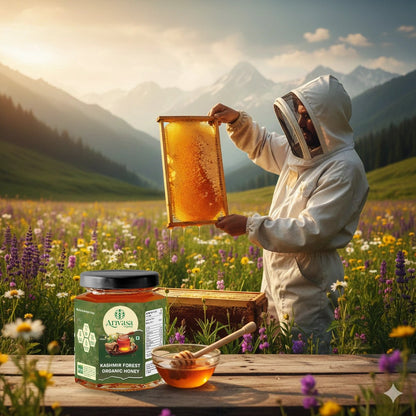 Organic Kashmir Forest Honey | Pure & Lab - Tested - Arivasa Organics - 500 gms - 